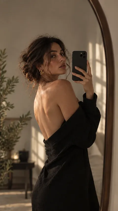 Woman taking a mirror selfie